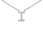 10K White Gold Diamond Accent "A-Z" Block Initial Pendant Necklace