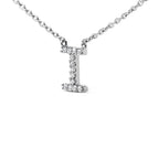 10K White Gold Diamond Accent "A-Z" Block Initial Pendant Necklace