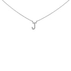 10K White Gold Diamond Accent "A-Z" Block Initial Pendant Necklace
