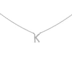 10K White Gold Diamond Accent "A-Z" Block Initial Pendant Necklace