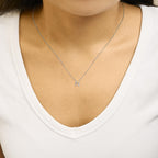 10K White Gold Diamond Accent "A-Z" Block Initial Pendant Necklace