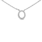 10K White Gold Diamond Accent "A-Z" Block Initial Pendant Necklace