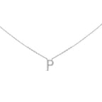 10K White Gold Diamond Accent "A-Z" Block Initial Pendant Necklace