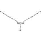 10K White Gold Diamond Accent "A-Z" Block Initial Pendant Necklace