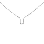 10K White Gold Diamond Accent "A-Z" Block Initial Pendant Necklace