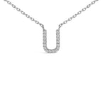 10K White Gold Diamond Accent "A-Z" Block Initial Pendant Necklace