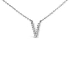 10K White Gold Diamond Accent "A-Z" Block Initial Pendant Necklace