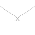 10K White Gold Diamond Accent "A-Z" Block Initial Pendant Necklace