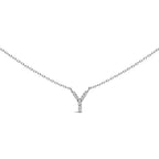 10K White Gold Diamond Accent "A-Z" Block Initial Pendant Necklace