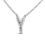 10K White Gold Diamond Accent "A-Z" Block Initial Pendant Necklace