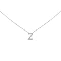10K White Gold Diamond Accent "A-Z" Block Initial Pendant Necklace