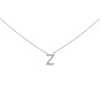 10K White Gold Diamond Accent "A-Z" Block Initial Pendant Necklace
