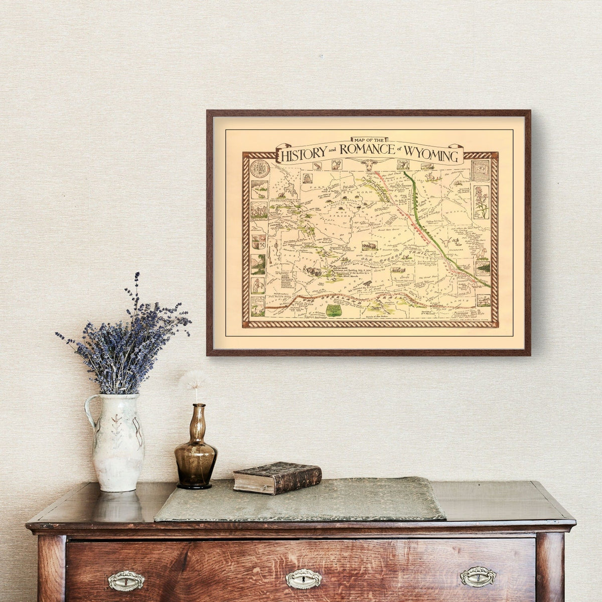 Vintage Map of Wyoming 1928