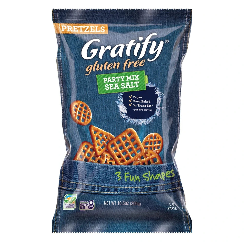 Gratify Pretzel Party Mix Display, 10.5 oz (Case of 24)