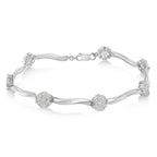 Sterling silver 1.0 cttw diamond floral cluster link bracelet 7 inch bijoux-nyc direct