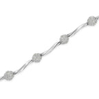 Sterling silver 1.0 cttw diamond floral cluster link bracelet 7 inch bijoux-nyc direct