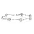Sterling silver 1.0 cttw diamond floral cluster link bracelet 7 inch bijoux-nyc direct