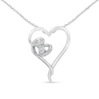 Sterling silver 1/10 cttw diamond heart pendant necklace bijoux-nyc direct