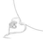 Sterling silver 1/10 cttw diamond heart pendant necklace bijoux-nyc direct