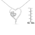 Sterling silver 1/10 cttw diamond heart pendant necklace bijoux-nyc direct