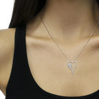 Sterling silver 1/10 cttw diamond heart pendant necklace bijoux-nyc direct