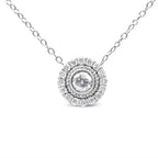 1/2 cttw diamond halo circle pendant necklace in.925 sterling silver bijoux-nyc direct