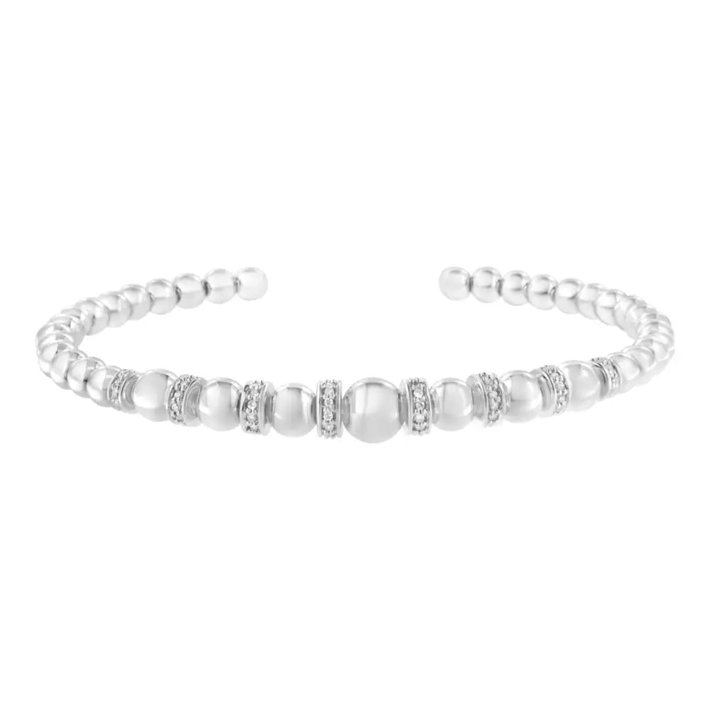 1/4 ct. Diamond graduated rondelle bead cuff bangle in sterling silver bijoux-nyc direct