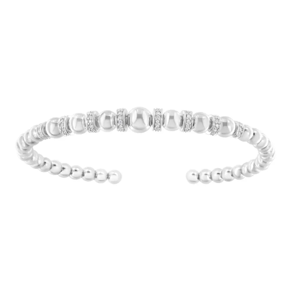 1/4 ct. Diamond graduated rondelle bead cuff bangle in sterling silver bijoux-nyc direct