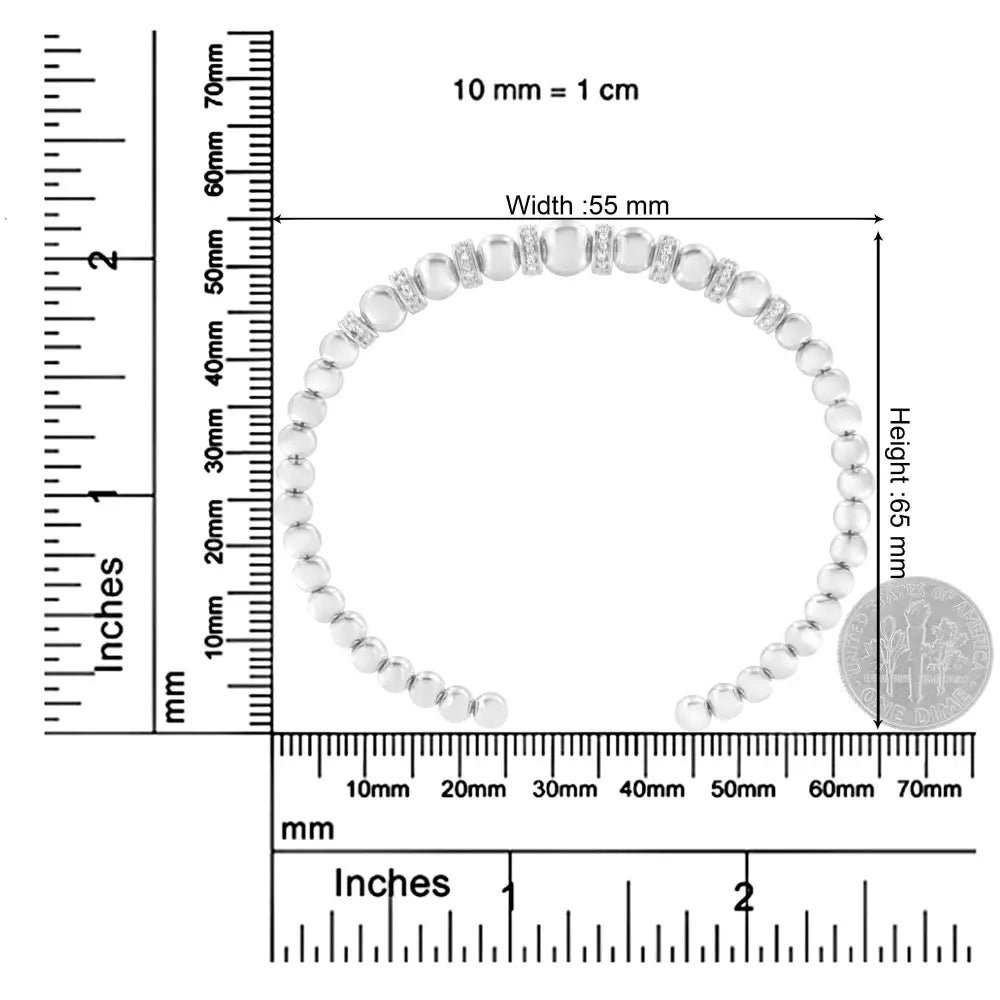 1/4 ct. Diamond graduated rondelle bead cuff bangle in sterling silver bijoux-nyc direct