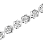 Sterling silver 1/4 cttw miracle set diamond x link bracelet 7.25 inch bijoux-nyc direct