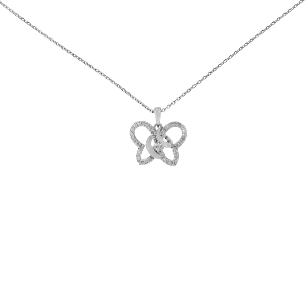 1/4 cttw diamond butterfly spiral pendant necklace in sterling silver 18 bijoux-nyc direct