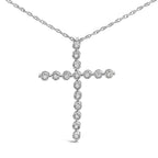 Diamond cross pendant necklace in.925 sterling silver 1/6 cttw 18 inch bijoux-nyc direct