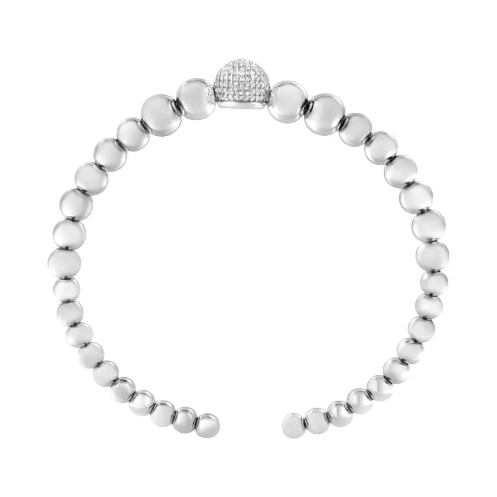 Diamond heart link bracelet in sterling silver 1/6 cttw 7.25 inches bijoux-nyc direct