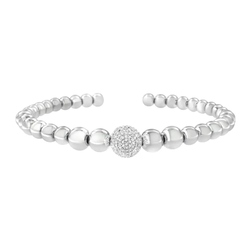 Diamond heart link bracelet in sterling silver 1/6 cttw 7.25 inches bijoux-nyc direct