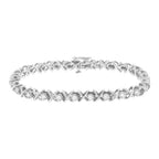 1.0 cttw diamond x-link bracelet in polished sterling silver 7-inch bijoux-nyc direct