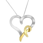 Two-tone heart pendant necklace in.925 sterling silver and 14k gold bijoux-nyc direct