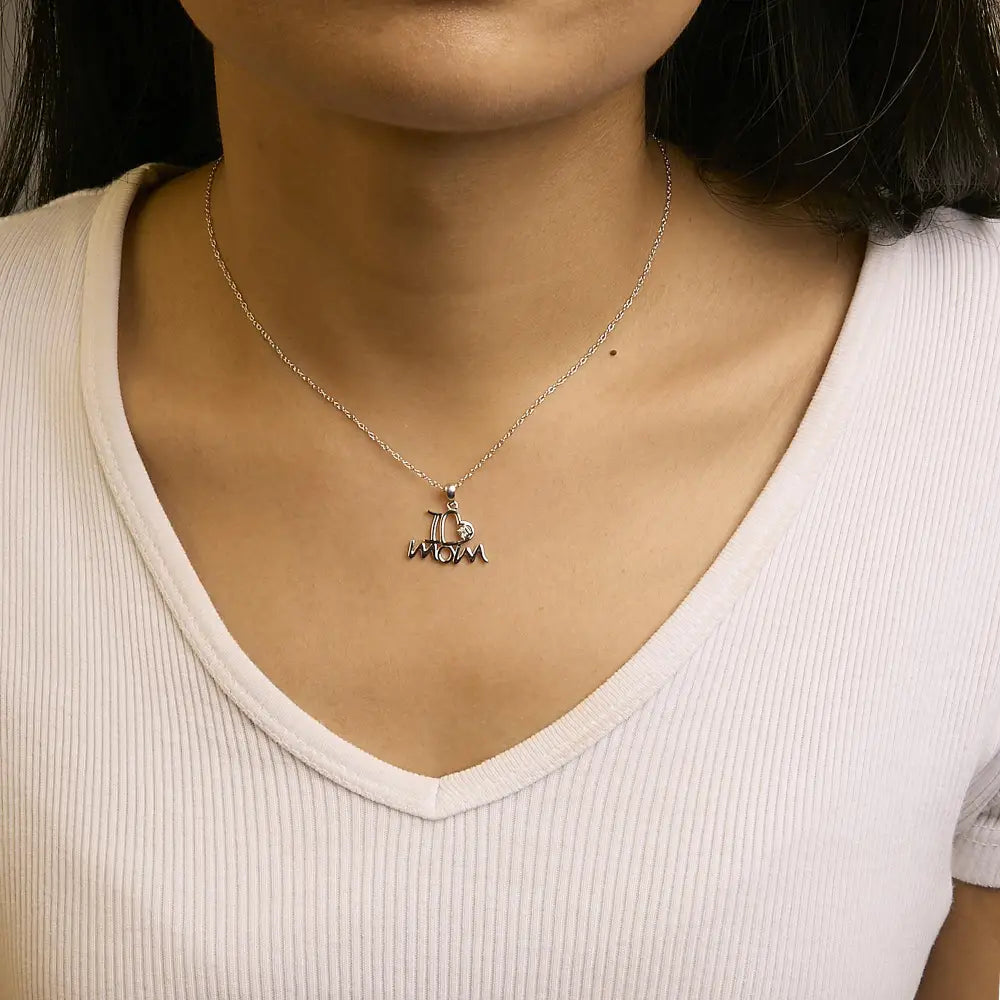 I love mom diamond heart pendant necklace in sterling silver 18 inch bijoux-nyc direct