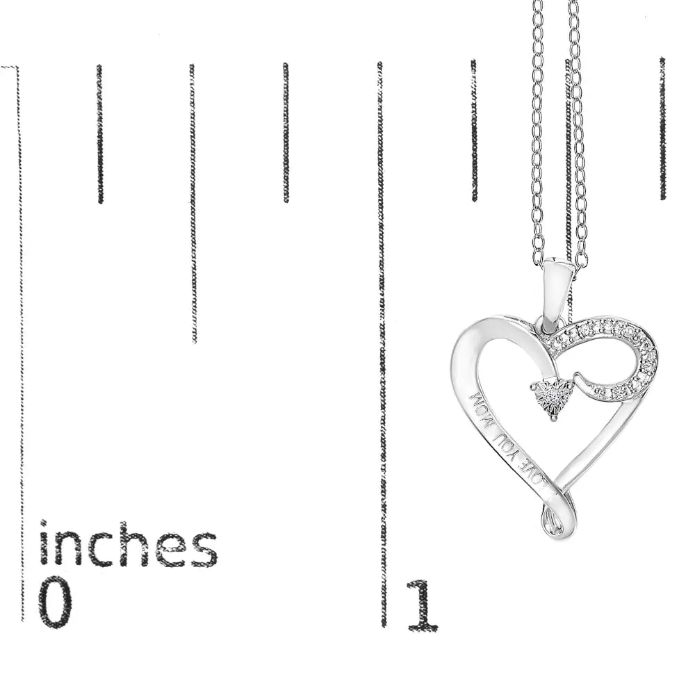Diamond accent i love you mom heart pendant in sterling silver 18 inch bijoux-nyc direct