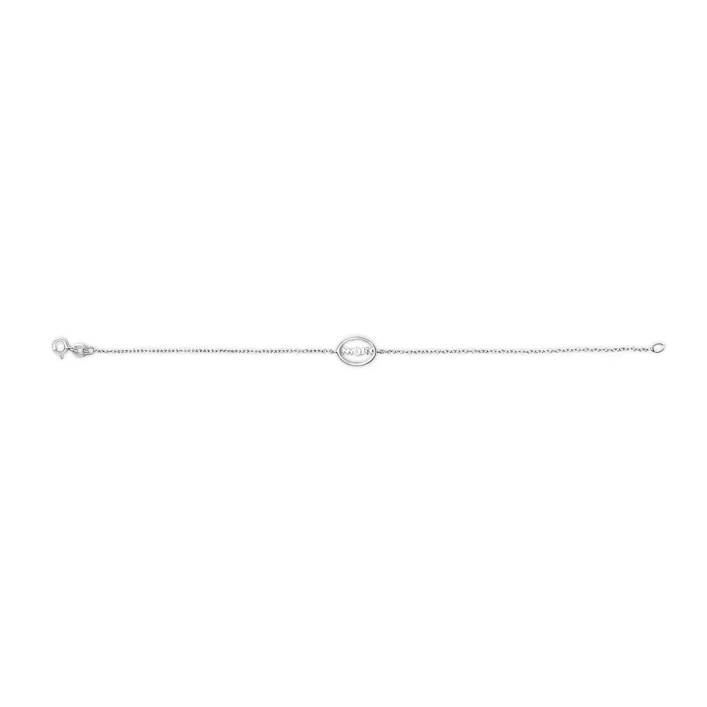 Diamond accent mom charm bracelet in rhodium plated sterling silver 7 bijoux-nyc direct