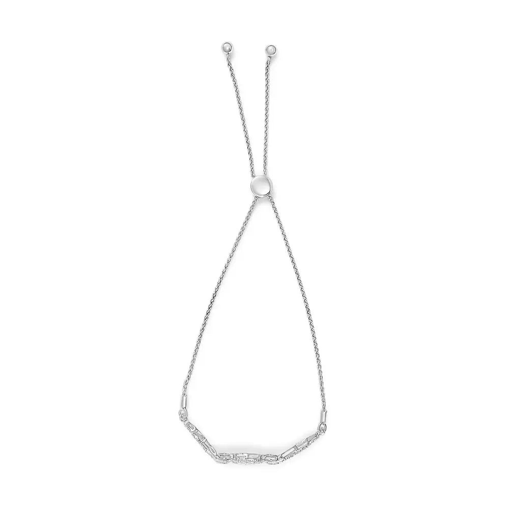 Diamond double heart twist bolo bracelet in sterling silver bijoux-nyc direct