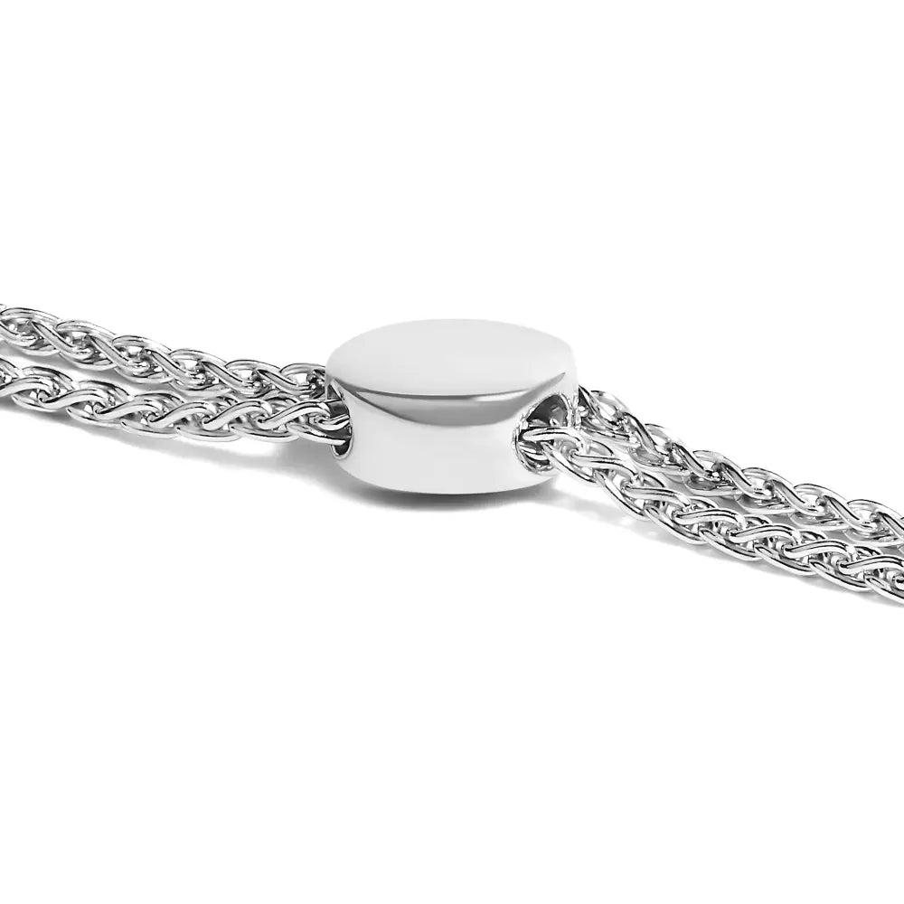 Diamond double heart twist bolo bracelet in sterling silver bijoux-nyc direct