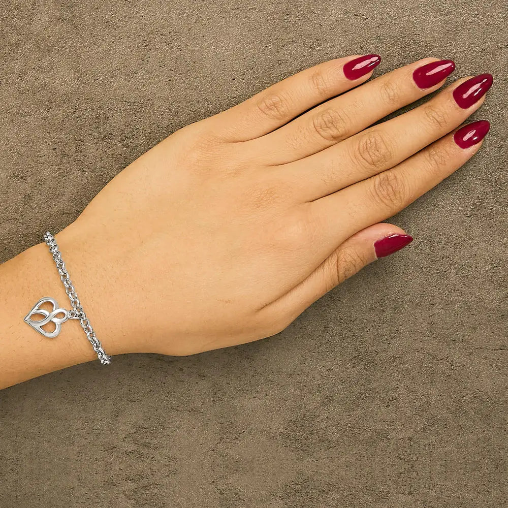 Open heart and infinity charm bracelet in sterling silver 7 inches bijoux-nyc direct