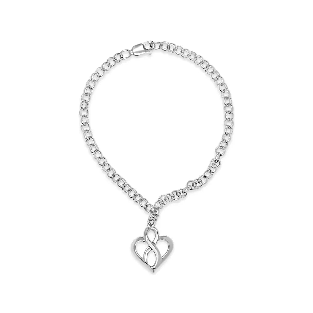 Open heart and infinity charm bracelet in sterling silver 7 inches bijoux-nyc direct