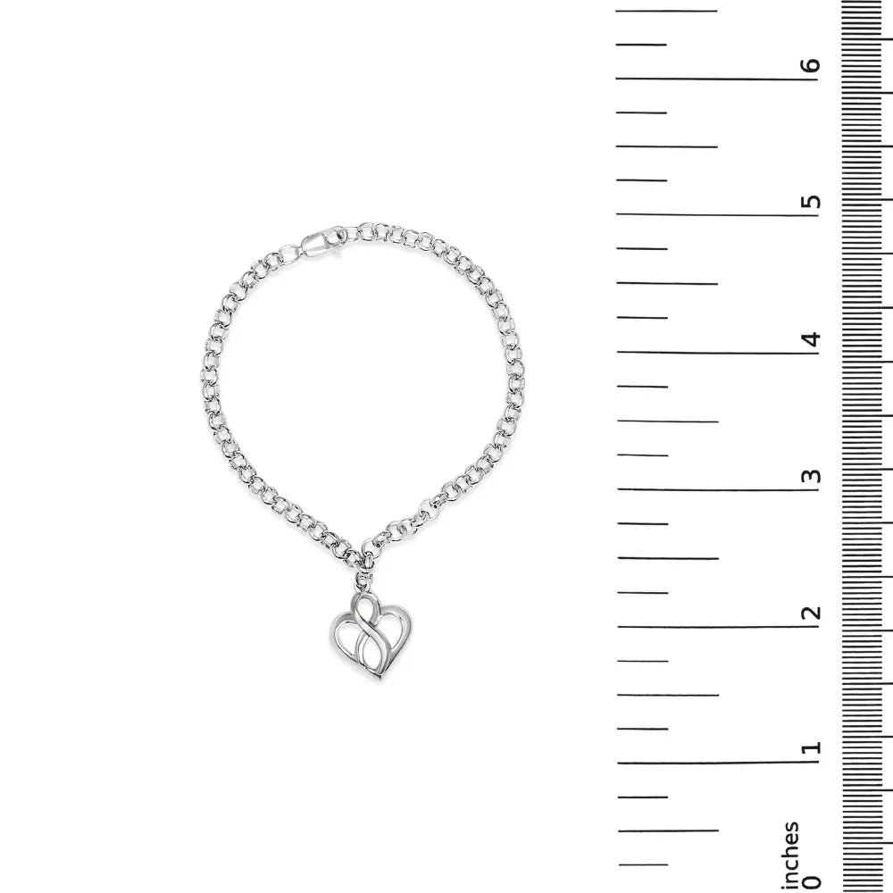 Open heart and infinity charm bracelet in sterling silver 7 inches bijoux-nyc direct