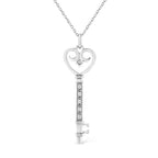 Diamond heart key pendant in sterling silver 1/20 cttw bijoux-nyc direct