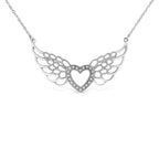 Diamond fairy wing heart pendant in sterling silver 1/20 cttw bijoux-nyc direct