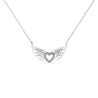 Diamond fairy wing heart pendant in sterling silver 1/20 cttw bijoux-nyc direct