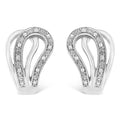 Diamond pavé horseshoe hoop earrings in sterling silver 1/10 cttw bijoux-nyc direct