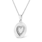 Diamond heart circle pendant necklace in sterling silver 1/30 cttw bijoux-nyc direct