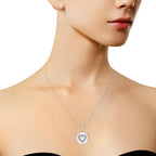 Diamond heart circle pendant necklace in sterling silver 1/30 cttw bijoux-nyc direct